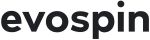 Logo Evospin w czarnej typografii, marka online‑kasyna